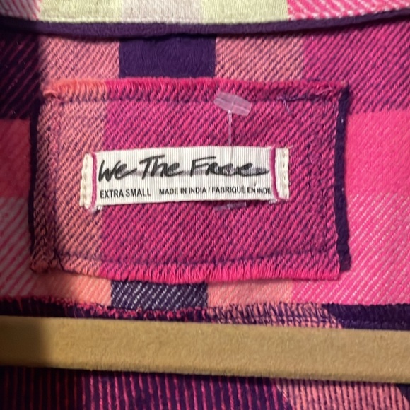 We The Free Pink and Purple Plaid Flannel Shirt - Picture 2 of 3
